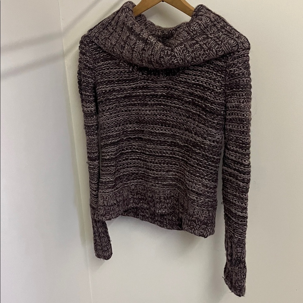 LOFT Marled Cowl Neck Sweater in Plum